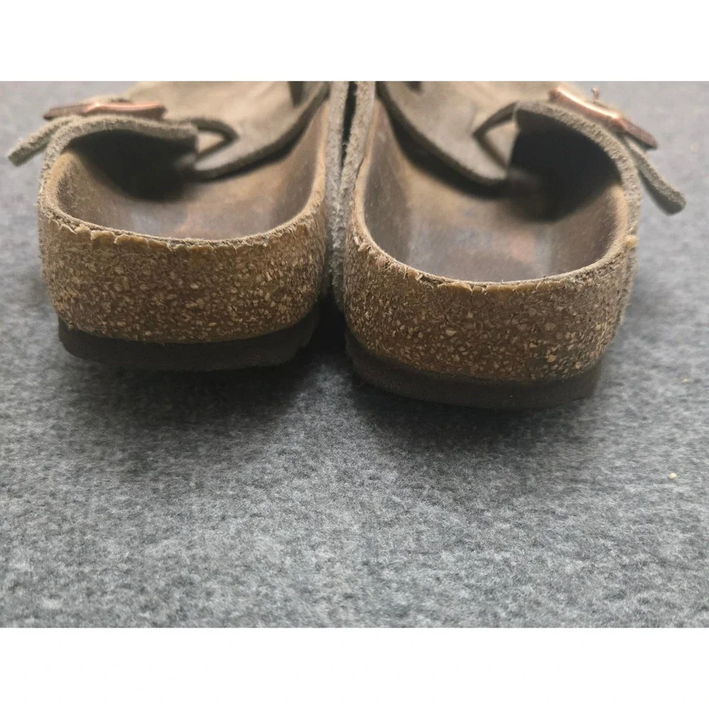 Birkenstock Boston Clogs Women 38 Taupe Suede Leather Mules Granola - Picture 3 of 10